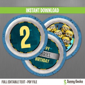 Minions Birthday Circle Labels
